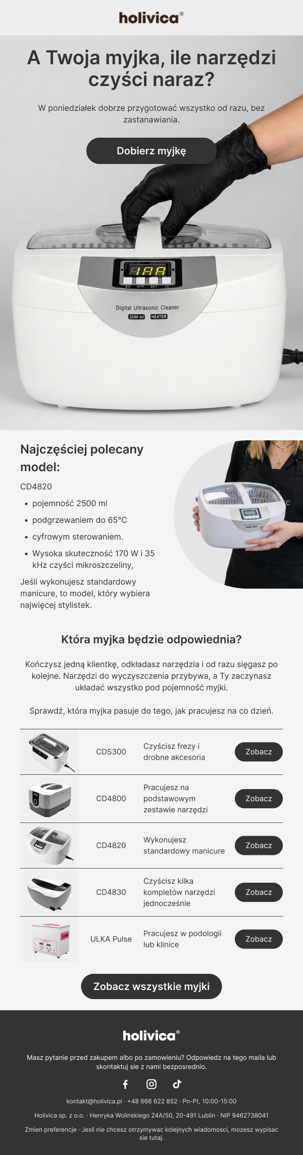 Mail Holivica o myjkach CDS-300 i CD-4820