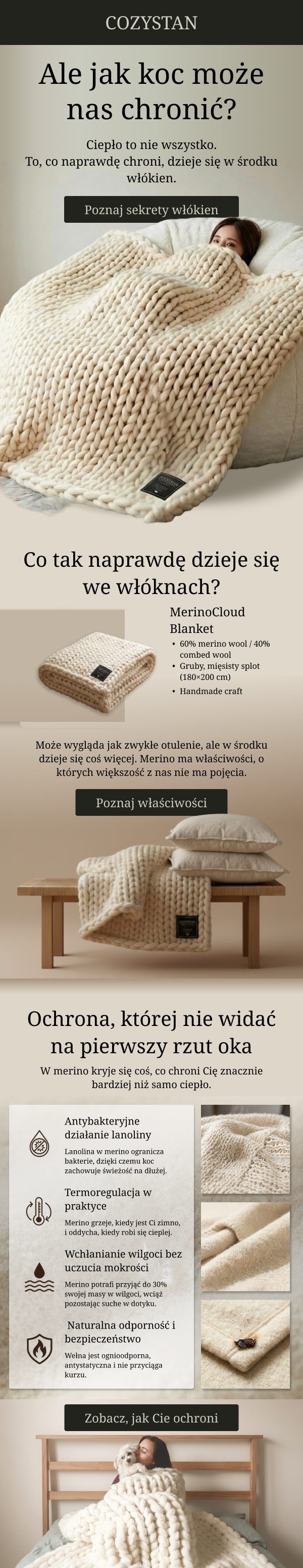 COZYSTAN — edukacyjny mail produktowy o kocu