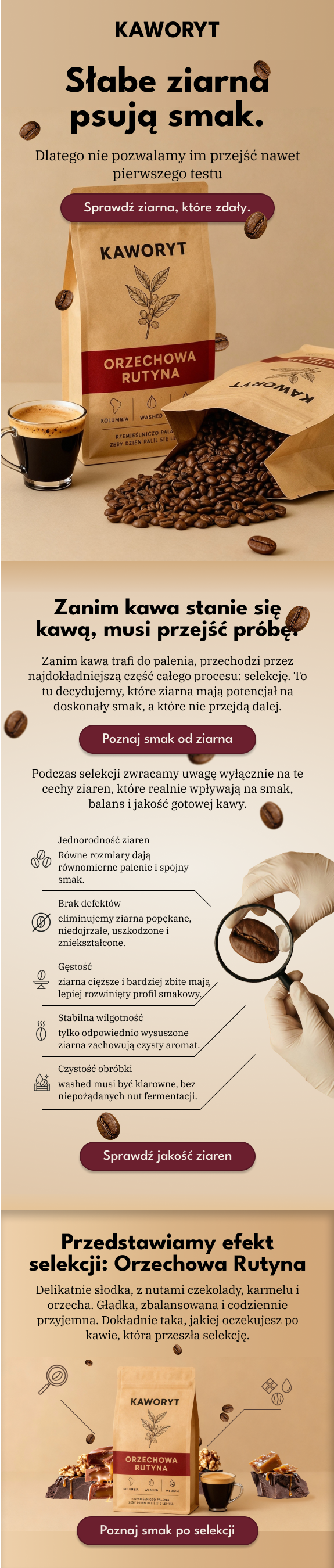 KAWORYT — produktowy mail edukacyjny o ziarnach kawy